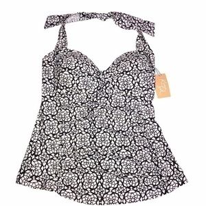 Kona Sol Black and White Tankini Top